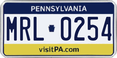 PA license plate MRL0254