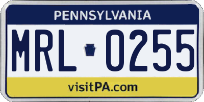 PA license plate MRL0255