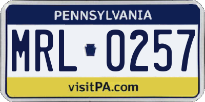 PA license plate MRL0257