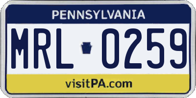 PA license plate MRL0259