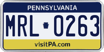 PA license plate MRL0263