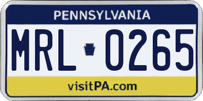 PA license plate MRL0265