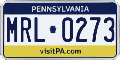 PA license plate MRL0273