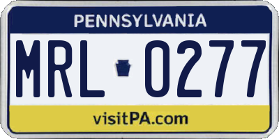 PA license plate MRL0277