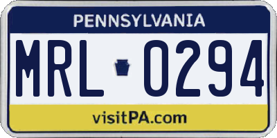 PA license plate MRL0294