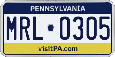 PA license plate MRL0305