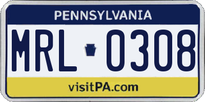 PA license plate MRL0308