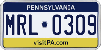 PA license plate MRL0309