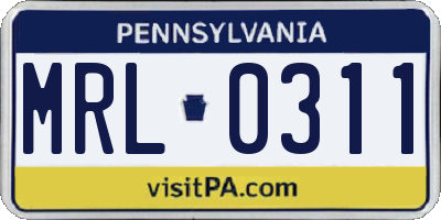 PA license plate MRL0311