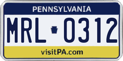 PA license plate MRL0312