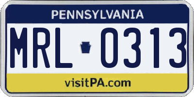 PA license plate MRL0313