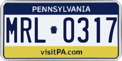 PA license plate MRL0317