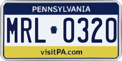 PA license plate MRL0320