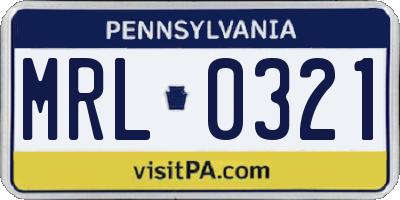 PA license plate MRL0321