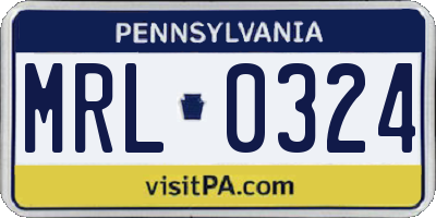 PA license plate MRL0324