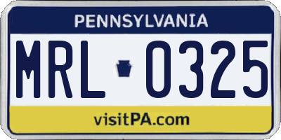 PA license plate MRL0325