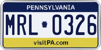 PA license plate MRL0326