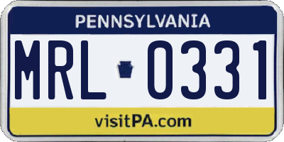 PA license plate MRL0331