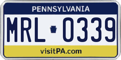PA license plate MRL0339