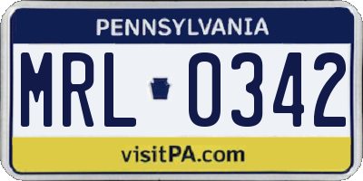 PA license plate MRL0342
