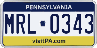 PA license plate MRL0343