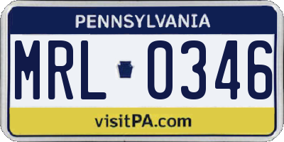 PA license plate MRL0346