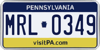 PA license plate MRL0349