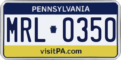 PA license plate MRL0350