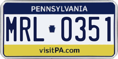 PA license plate MRL0351