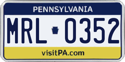 PA license plate MRL0352