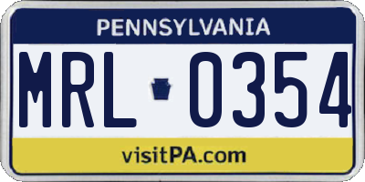PA license plate MRL0354