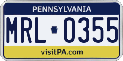 PA license plate MRL0355