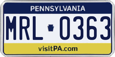 PA license plate MRL0363