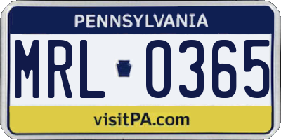 PA license plate MRL0365