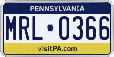 PA license plate MRL0366