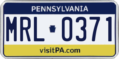 PA license plate MRL0371