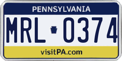 PA license plate MRL0374