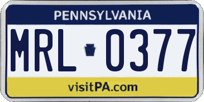 PA license plate MRL0377