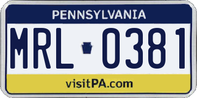 PA license plate MRL0381