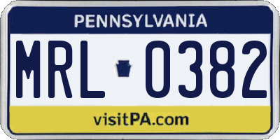PA license plate MRL0382