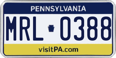 PA license plate MRL0388