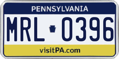 PA license plate MRL0396