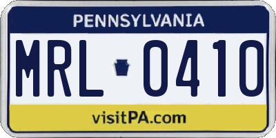 PA license plate MRL0410