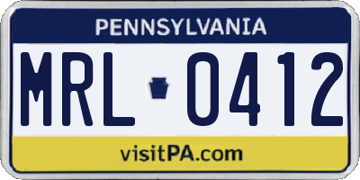 PA license plate MRL0412