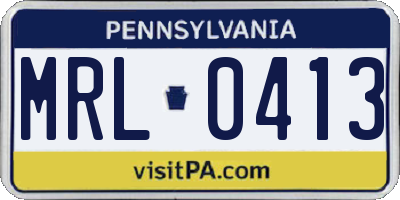 PA license plate MRL0413