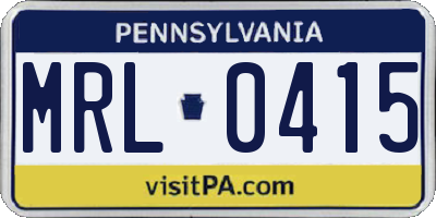 PA license plate MRL0415