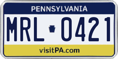 PA license plate MRL0421