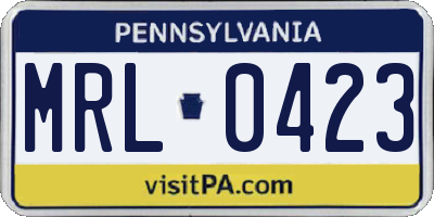PA license plate MRL0423