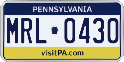 PA license plate MRL0430