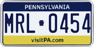 PA license plate MRL0454